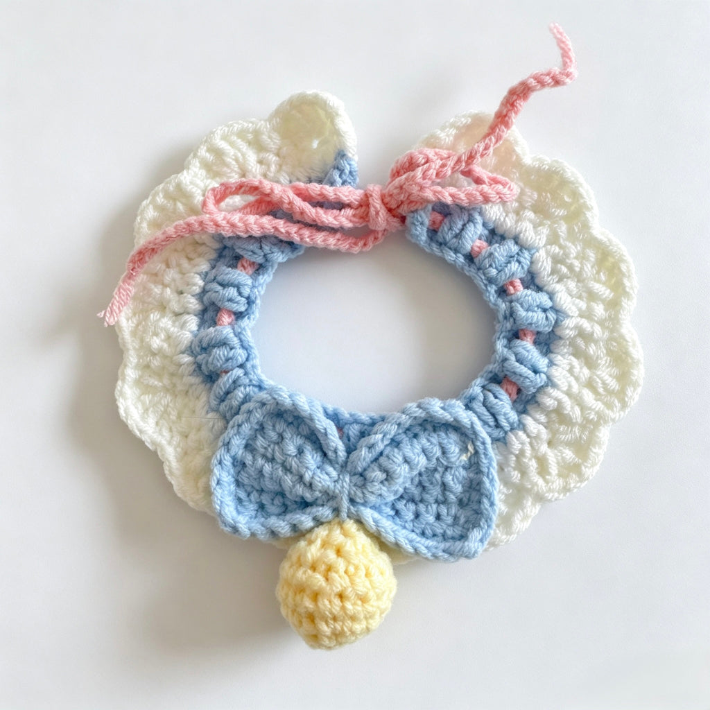 Crochet Bow Pet Collar