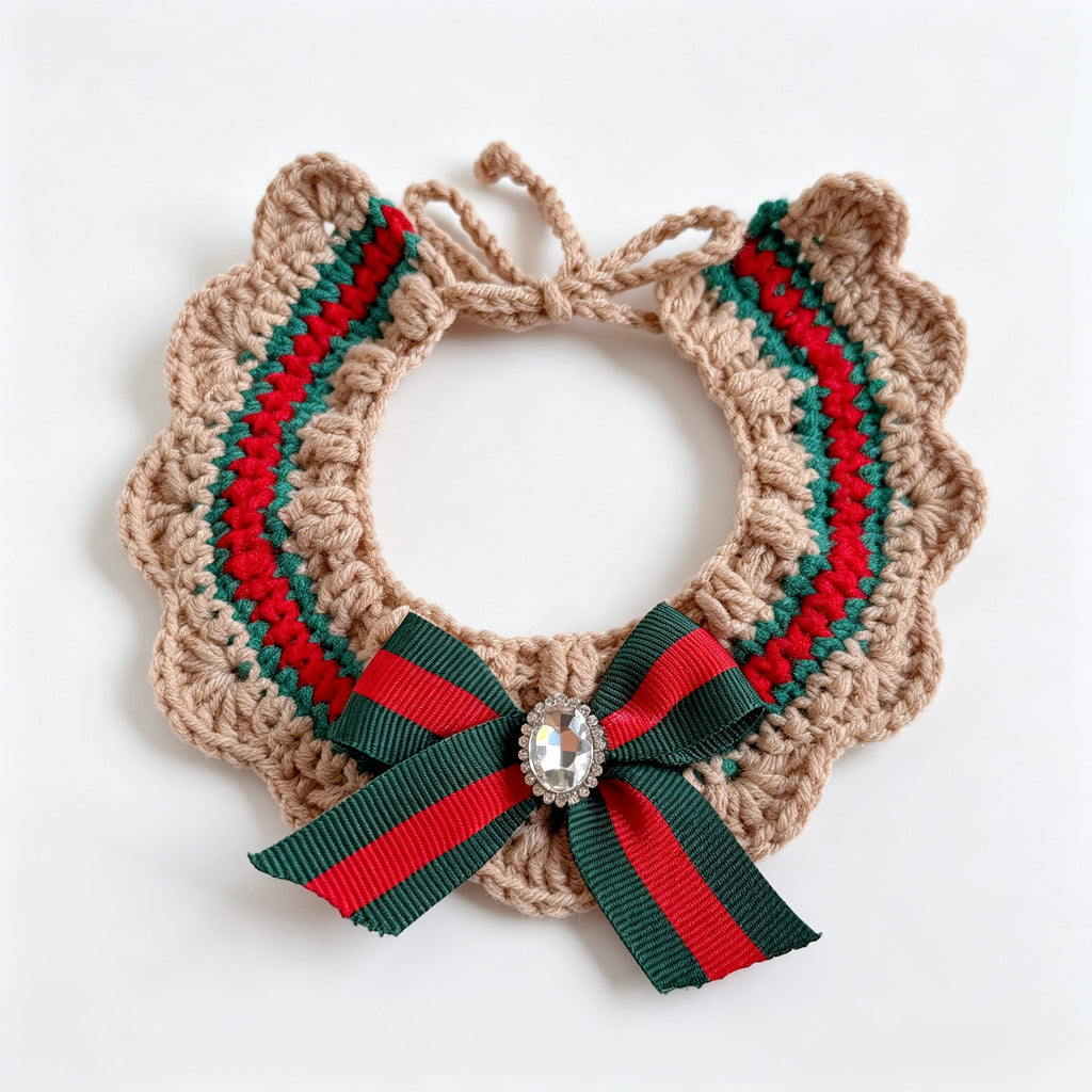 Crochet Bow Pet Collar