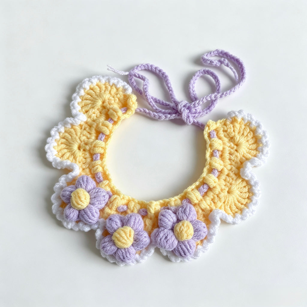 Crochet Bow Pet Collar