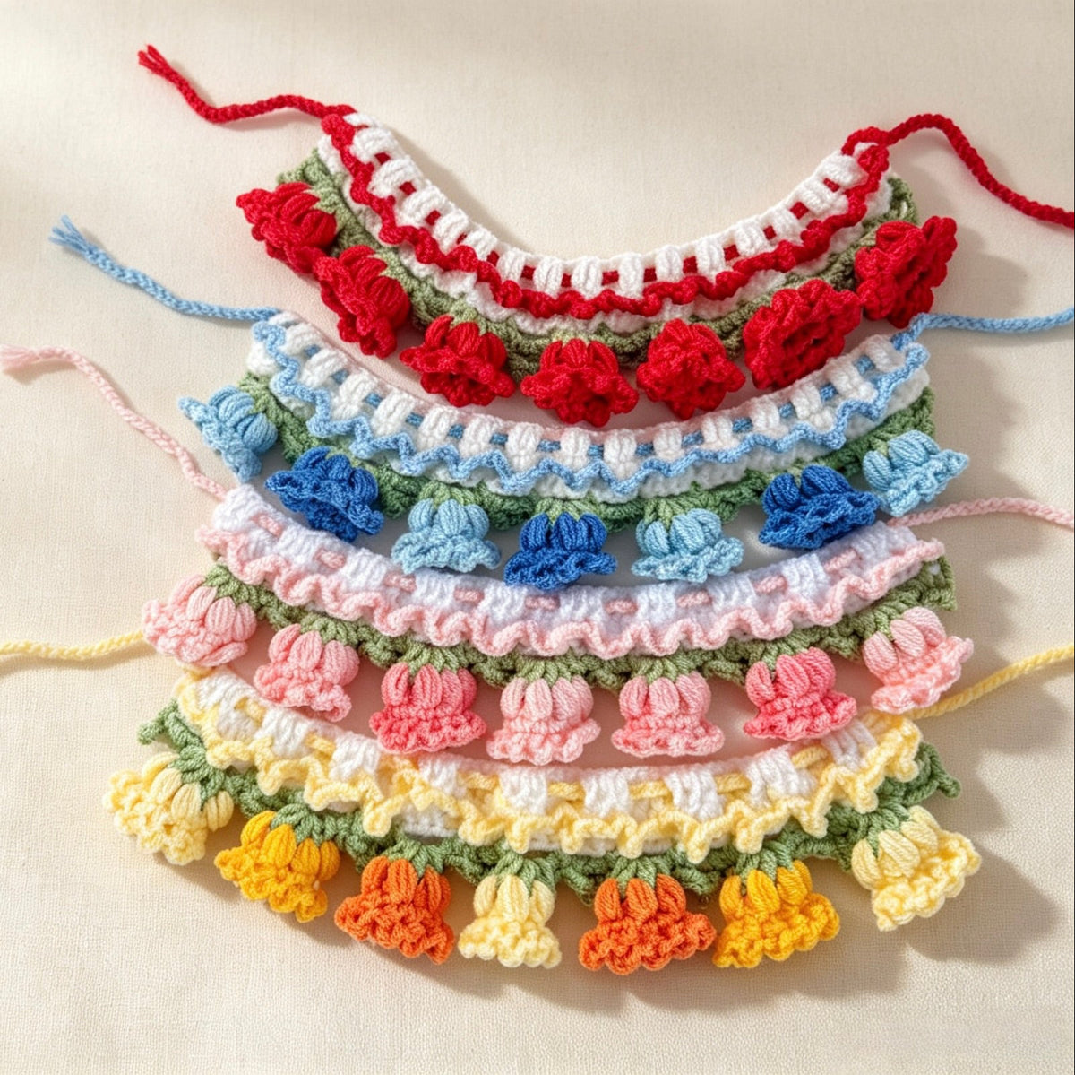 Crochet Bow Pet Collar