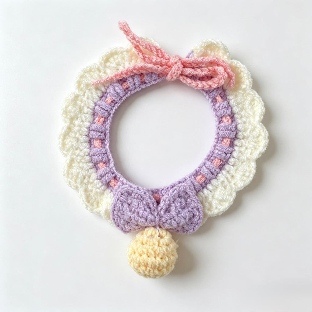 Crochet Bow Pet Collar