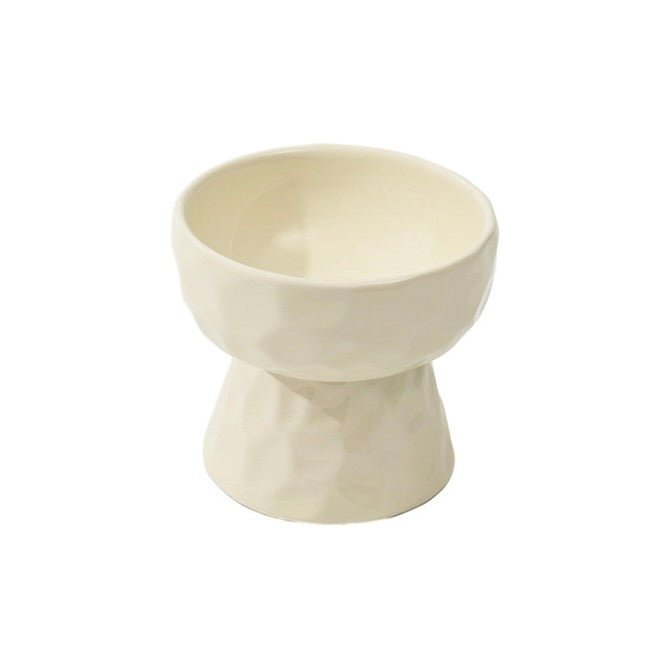 Glossy Textured Raised Ceramic Cat Bowl – Flat Rim