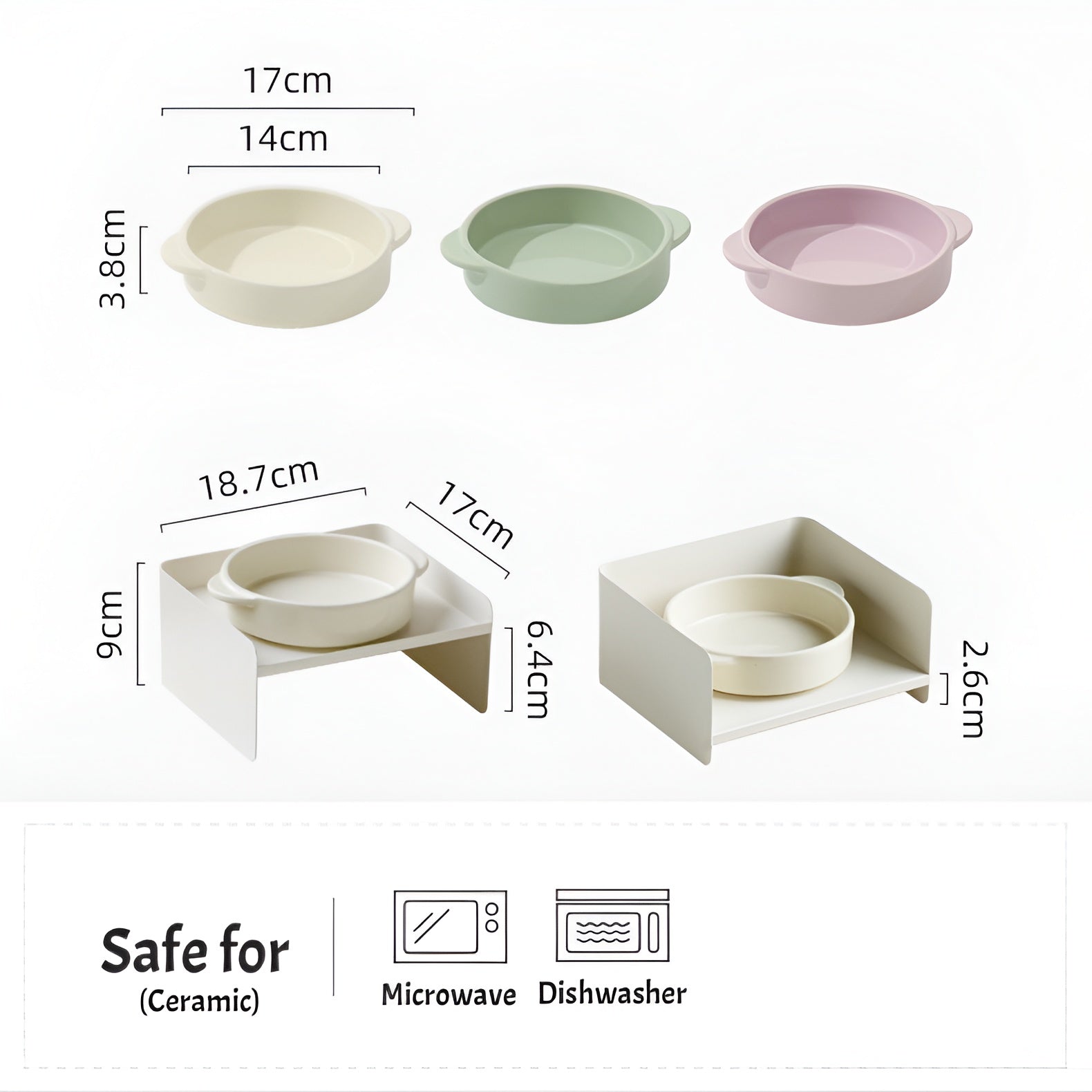 Double-Ear Ceramic Pet Bowl with Adjustable Iron Stand