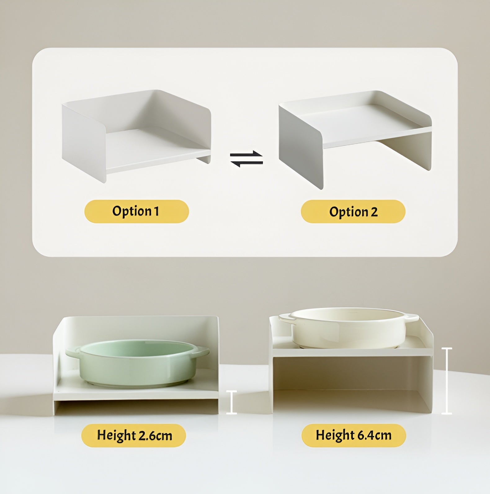 Double-Ear Ceramic Pet Bowl with Adjustable Iron Stand