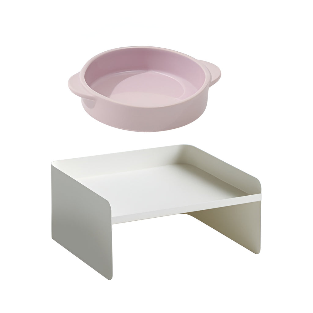 Double-Ear Ceramic Pet Bowl with Adjustable Iron Stand