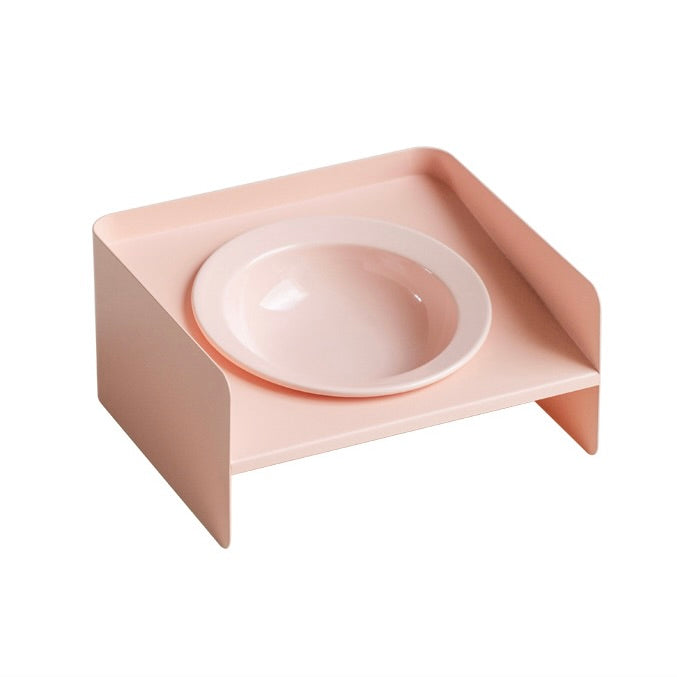 Iron Ceramic Angled Pet Bowl with Stand