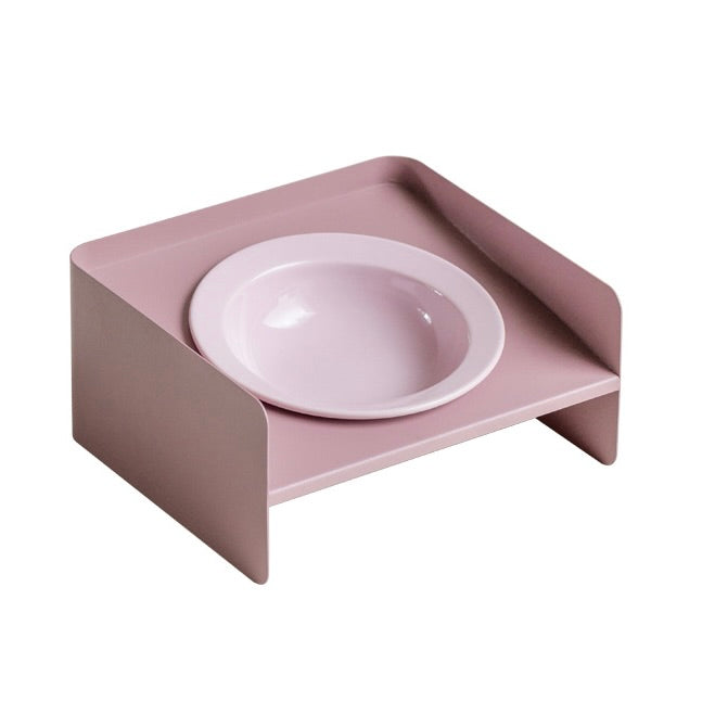 Iron Ceramic Angled Pet Bowl with Stand