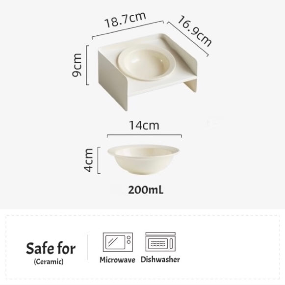 Iron Ceramic Angled Pet Bowl with Stand