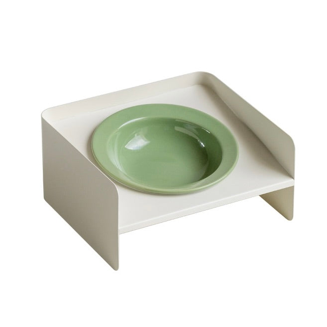 Iron Ceramic Angled Pet Bowl with Stand