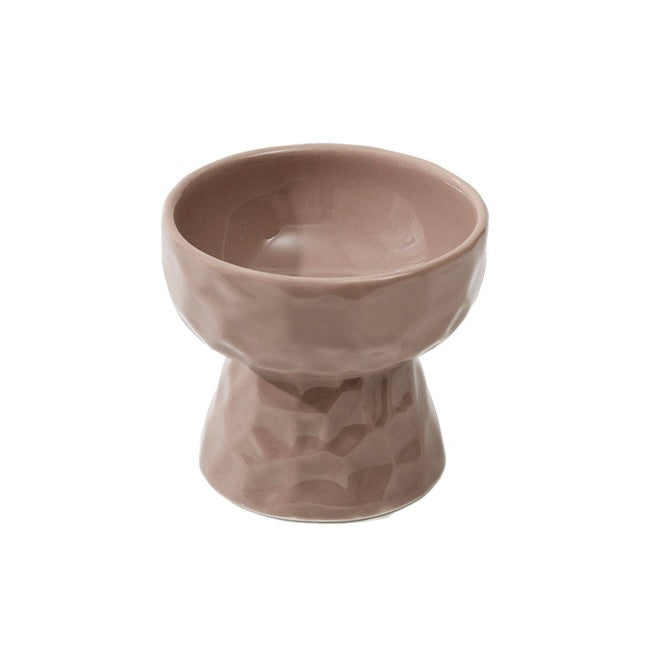 Glossy Textured Raised Ceramic Cat Bowl – Flat Rim