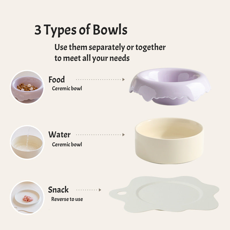 Donut Design 3-piece Modular Pet Bowl Set