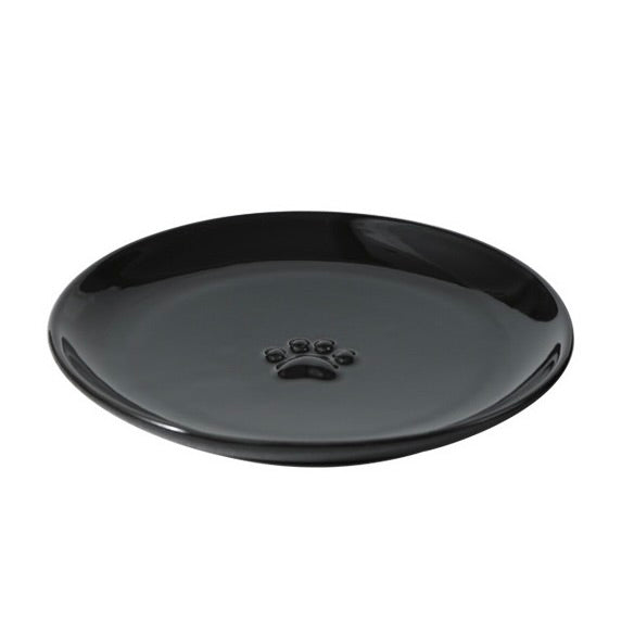 Premium Ceramic Cat Bowl with Anti-Slip Silicone Base | Paw Print Design