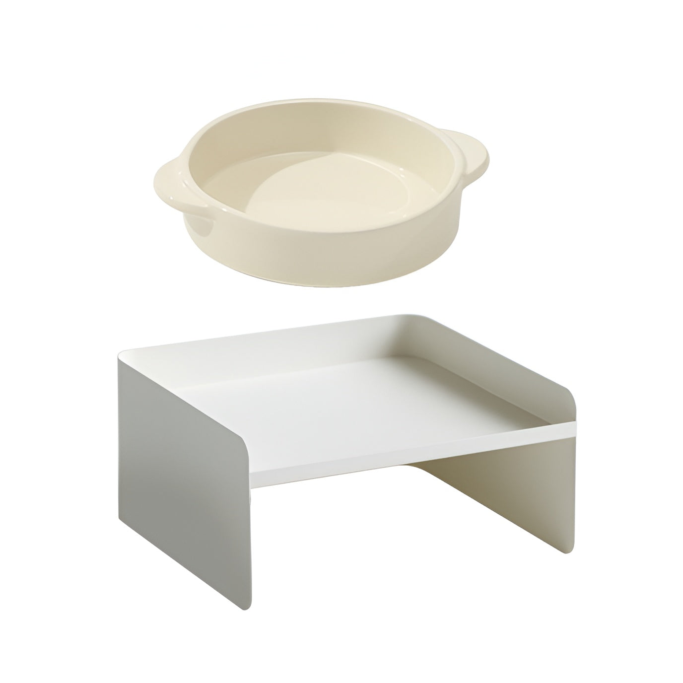 Double-Ear Ceramic Pet Bowl with Adjustable Iron Stand