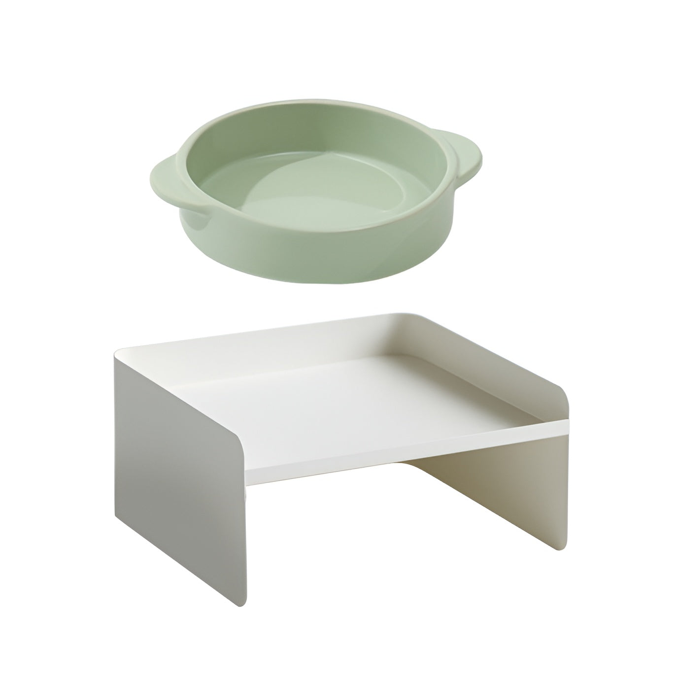 Double-Ear Ceramic Pet Bowl with Adjustable Iron Stand