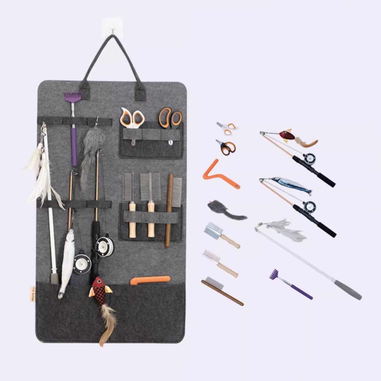 Wall-Hanging Cat Toy & Wand Organizer