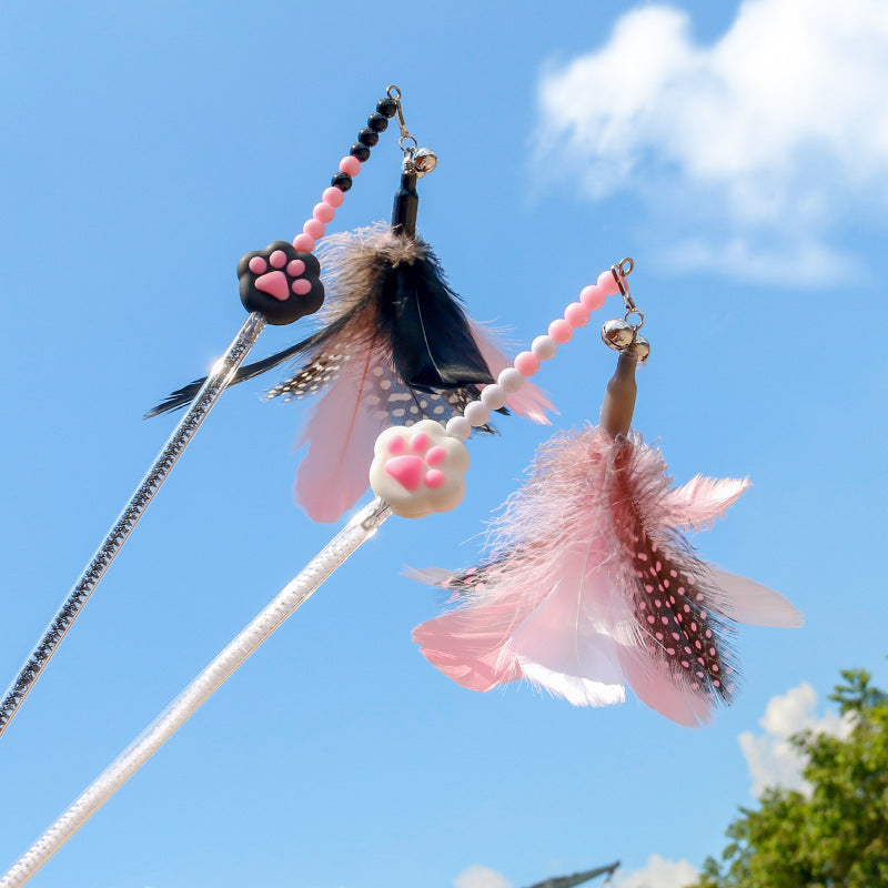Paw Charm Feather Teaser Wand Cat Toy