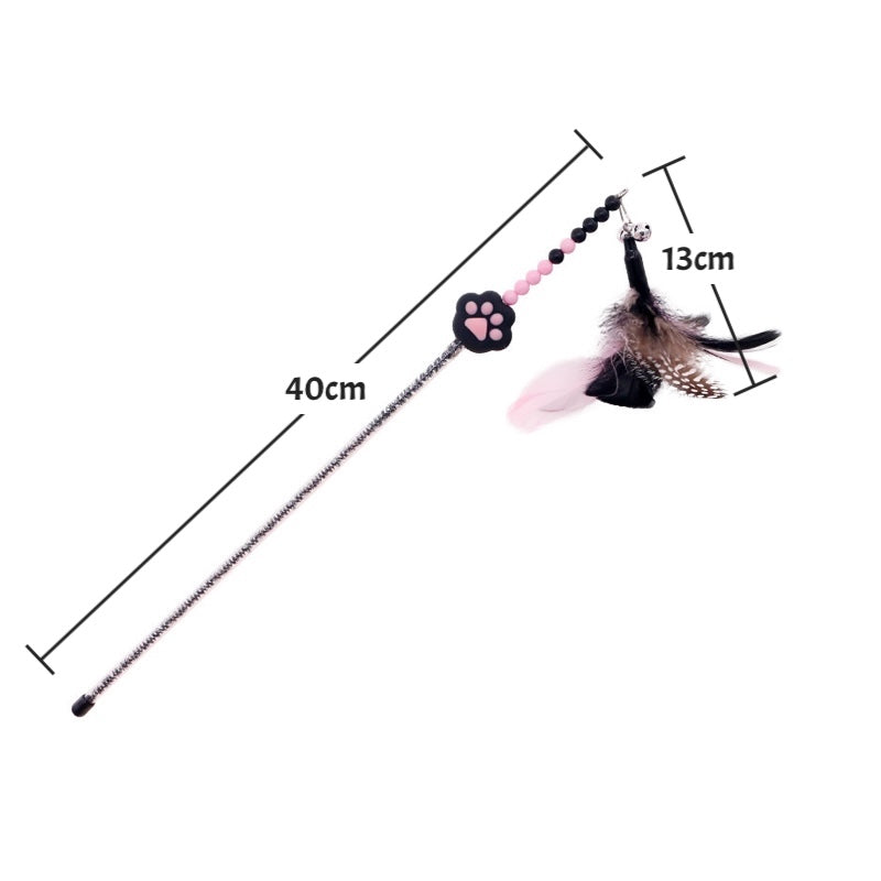 Paw Charm Feather Teaser Wand Cat Toy