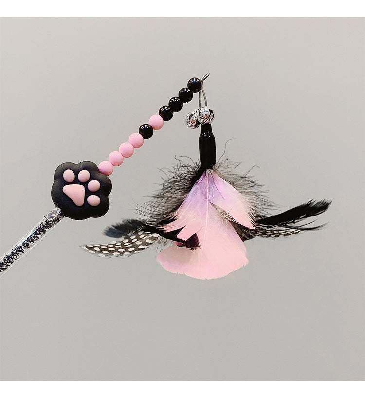 Paw Charm Feather Teaser Wand Cat Toy