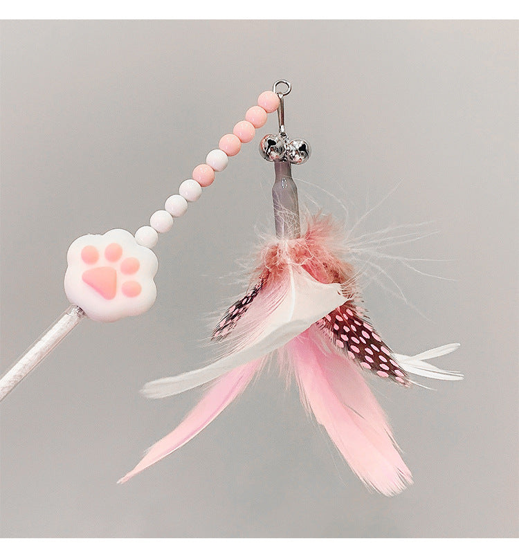 Paw Charm Feather Teaser Wand Cat Toy